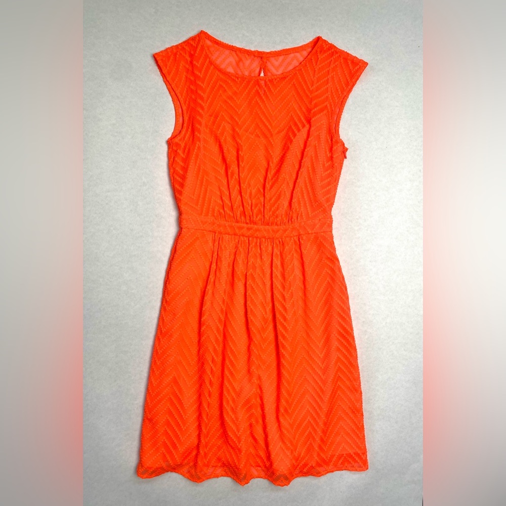 J. Crew Women's Orange Neon Cap Sleeve Lined Chiffon Mini Dress Size 0